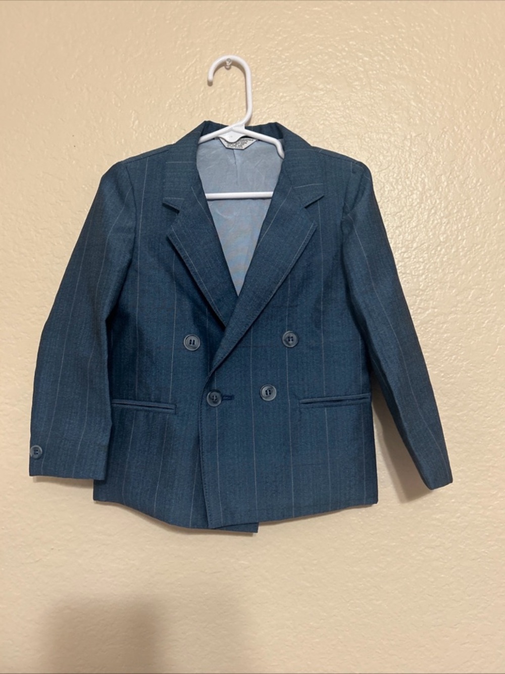 Vtg Big Guy Boys 4T Blue Plaid Retro Suit Jacket